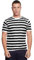 WickedFun Active Star® Men Women RED Blue Black & White Striped Stripe T-Shirt Short Sleeve Crew Neck TOP TEES (Black White, Large)