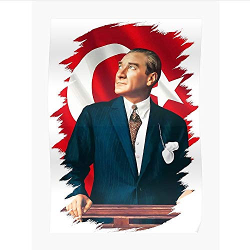 danyangshop Modernes Türkisches Porträt Mustafa Kemal Atatürk Türkischer Führer Dekorative Plakatwand Leinwand-Aufkleber Home Bar Dekor Geschenk A24 (40X60Cm) Ohne Rahmen