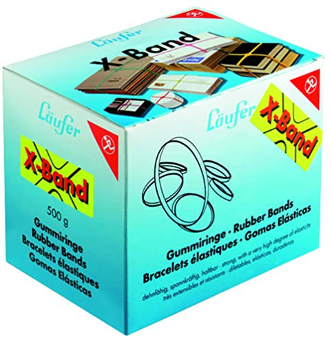 Läufer 59082 Rondella X-Band, Elastic Cross Bands, Rubber Bands 100 x 11 mm, Diameter 65 mm, 500 g Box, Assorted Colours