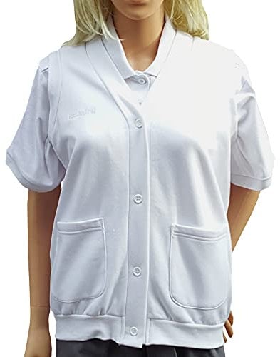Cathedral Ladies White Bowlers Bowling Jersey Fleece Button Up Waistcoat Brushed Back Sweatshirt Fabric Soft & Warming For Indoor And Outdoor Lawn Flat Green Bowls (Medium)