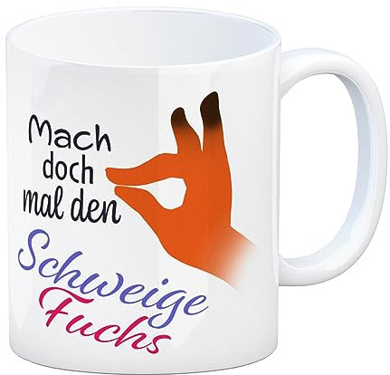 speecheese Mach doch mal den Schweigefuchs Kaffeebecher mit lustigem Schweigefuchs Motiv