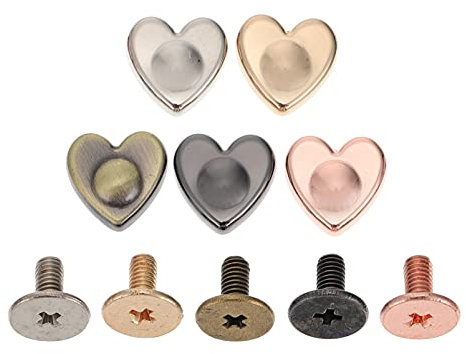 EXCEART 20Pcs Niet Tasten Herz Form Screwback Nieten Leder Nieten Dekorative Nieten Jacke Studs für Leathercrafts Geldbörse Handwerk