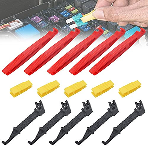 WENRERO 15 Stück Kfz Sicherungszieher Kunststoff Autosicherungen 5 Gelb Mini Abzieher 5 Rot Kfz Sicherungs Clip und 5 Schwarz Kfz Flachsicherung Abzieher Auto Sicherungen Abziehwerkzeug für Auto