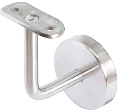 PRIOstahl Handlaufhalter Wandhalter Handlaufstütze Rohrhalter Geländerhalterung - 1 x Handlaufträger an die Wand 3-Loch Befestigung mit Abdeckrosette Ø 42,4 mm für Rundrohr aus Edelstahl V2A