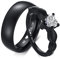 FLHEART Personalisiert Name Datum Initiale Römische Zahl Paar Ring Set, Versprechen Ringe für Paare, Schwarz Edelstahl Paar Bands für ihn Ihr, Customized Geschenk für Liebhaber