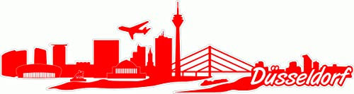 Skyline4u Düsseldorf Skyline Aufkleber Sticker Autoaufkleber City Gedruckt - 60x15,6cm hellrot