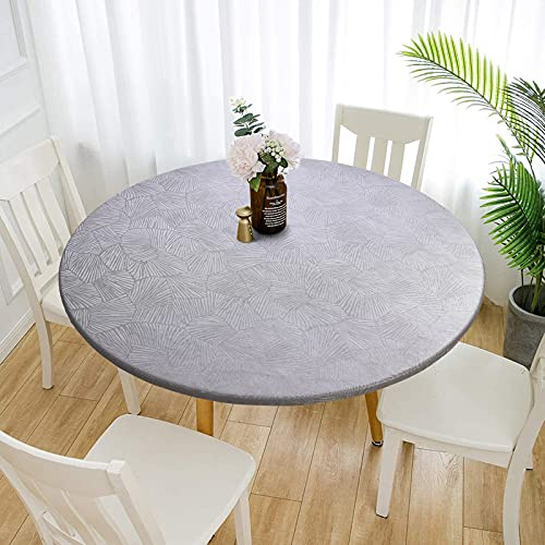Nappe ronde en vinyle imperméable et facile à nettoyer - Pour intérieur ou extérieur, terrasse, terrasse, salle à manger, café, restaurant, fête, barbecue, pique-nique (gris, diamètre 120 cm)