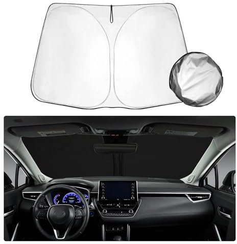 SHAOHAO Compatible con Toyota Corolla Cross 2022 2023 2024 SUV Parasol Tejido Recubierto de Plata Parasol Plegable Protección UV y Calor Parasol, Parabrisas Corolla 2024