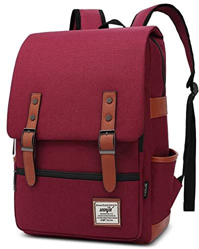 DORRISO Sac à Dos Grande Capacité pour Hommes et Femmes - Cartable d'Épaule 16 Pouces pour Ordinateur Portable - Messager Causal pour Travail, Voyage, École - Toile Rouge