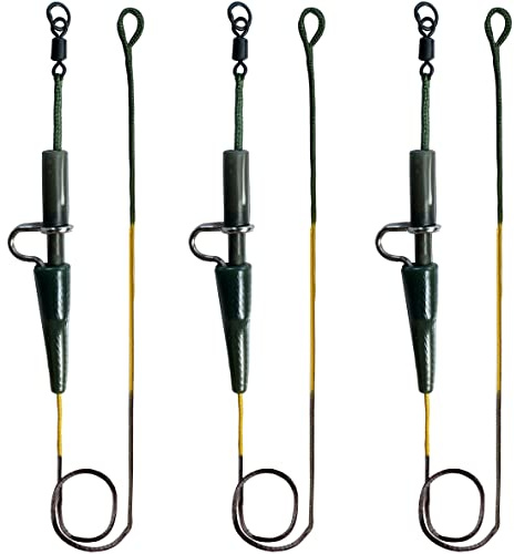 NewShot 3x Ready Tied Leadcore Leaders Hybrid Lead Clip Hülse QC Swivel für Karpfenangeln (Flexi Ring Swivels + Lead Clip)