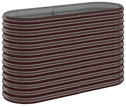 vidaXL Hochbeet, Wetterfestes Hochbeet für Garten Balkon Terrasse, Kräuterhochbeet zum Selber Bauen, Pflanzkasten aus Metall, Pulverbeschichteter Stahl Braun