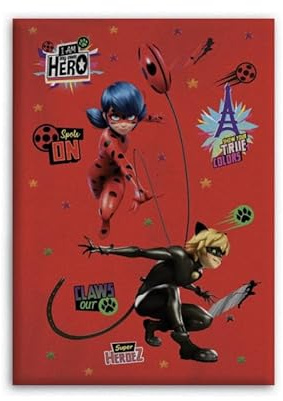 AYMAX Miraculous Ladybug Blanket - Miraculous Design on Red Background