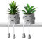 Funvalley Surperfect 2 Pack Cute Artificial Potted Plant Fake Plants Potted with Hanging Leg, Emotional Cement Faux Succulents Potted Plants Decor for Home Office Bookshelf Bathroom Shelf Table Desk