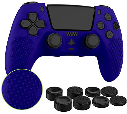MyGadget Funda de Silicona Mando PS5 - con 8 Botones de Thumbsticks (2 Pares Altos / 2 Pares Bajos) - Carcasa para Playstation 5 Dualsense Wireless en Lila