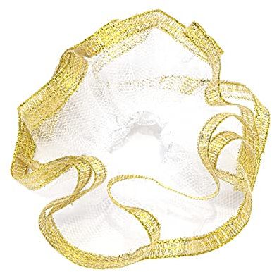 NKlaus Taufe Kerzenmanschette Kommunion aus Tüll Tropfschutz 12x9cm gold Satinband 14427
