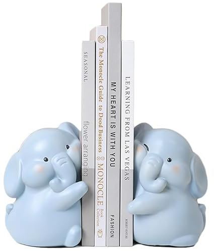 Niedliche dekorative Buchstützen, Elefanten-Design, einzigartige Buchstützen zum Halten von Büchern, kreativer Harz-Buchhalter, Stopper für Zuhause, Büro, Schreibtisch, Bücherregal, Dekoration