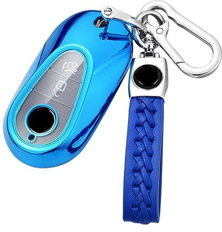 Z.MYUKI 【5 Farben】 GLC 300 Schlüsselhülle mit Schlüsselanhänger für Mercedes Benz GLC X254 2022 2023 Zubehör Original (Blau)