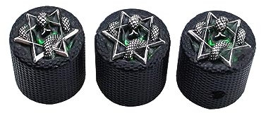 Guyker Guitar Bass Potentiometer Control Knobs with 6mm Dia. Shaft Pots - 3PCS Zinc alloy Speed Tone Volume Knob Replacement Part, (Ancient Silver Snake Shape Top, black body)