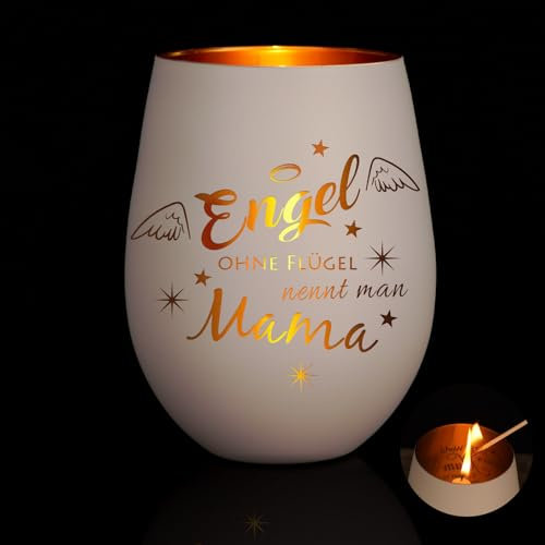 Muttertagsgeschenk für Mama, Muttertag Windlicht mit Gravur Mama Geschenk, Teelichthalter Geschenke für Beste Mutter Schwiegermutter, Graviertes Windlicht aus Glas Geburtstagsgeschenk für Bonus Mama