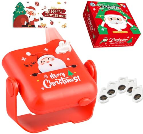 LED Weihnachten Projektor Lampe, LED Projektor Weihnachtsbeleuchtung mit 5 Schaltbare Muster, Weihnachts Projektor Batteriebetrieben für Weihnachtsdeko Innen, Party Deko, Geschenk für Kinder