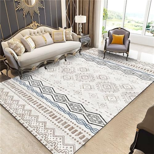 AU-OZNER Teppich weiß Hellblauer Teppich, Rutschfester und lichtbeständiger einfacher Wohnzimmerteppichcarpet Living Room,hellblau,80x150cm