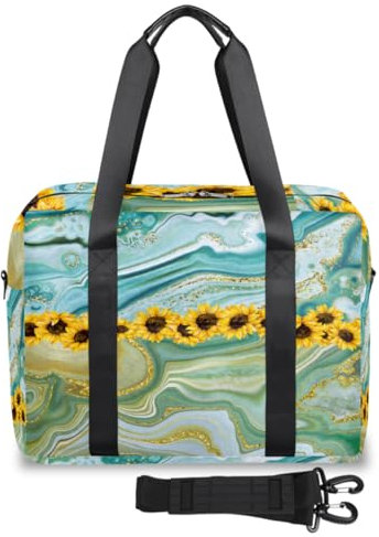 Art Marble Sunflower Travel Duffle Bag for Women Men, Weekend Overnight Bags 32L Large Holdall Tote Cabin Bag for Sports Gym Yoga, farbe, (32L) UK, Taschen-Organizer