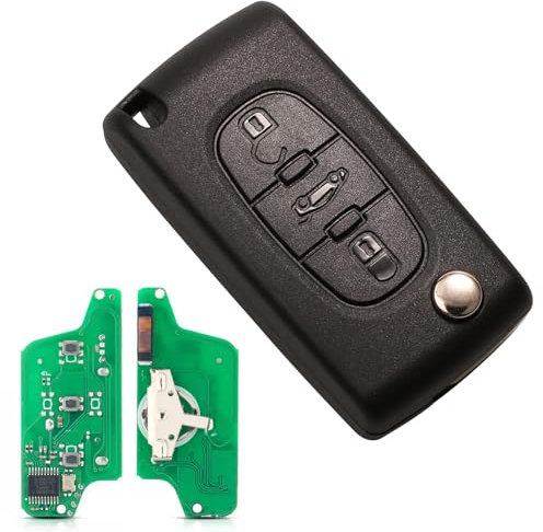 Heart Horse Chiave Telecomando a 3 pulsanti con Lama HU83 433MHz ID46 Chip Flip Pieghevole per compatibile Peugeot 207 307 308 407 607 Citroen C2 C3 C4 CE0523 telecomando chiave Fob