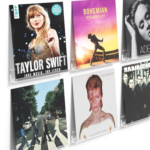 AITEE 6 Pack Schallplatten Wandhalterung 30,5cm Klar Acryl-Regale für Album | Wandregal für Vinyl, Kinderbücherregal und Magazinregal zur Aufbewahrung und Präsentation