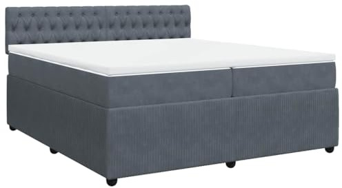 vidaXL Boxspringbett mit Matratze Dunkelgrau 200x200 cm Samt