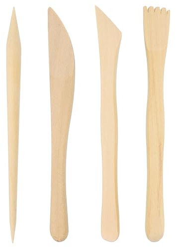 sourcing map 4pcs Plastic Clay Tools Double-Headed Crafts Modeling Kit Clay Sculpting Tools Pottery Carving for Shaping Cutting Decoration Embossing Wood Color