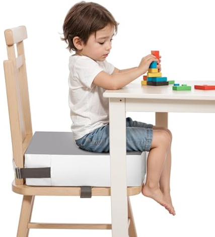 Kinder Sitzkissen Sitzerhöhung Stuhl, Kleinkind Sitzerhöhung für Esszimmerstuhl, Stuhlerhöhung Kinder Boostersitz mit 2 Sicherheitsschnalle Gurte, Tragbares Boostersitze Sitzkissen für Zuhause