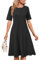 Newshows Women's Dress Short Sleeve A Line Business Work Summer Wedding Guest Dress Midi Dresses Black,XXL