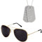 2 PCS Flieger Verkleidung Accessoires Fliegerbrille Sonnenbrille, Silber Erkennungsmarke Kette, Pilot Kostüm Zubehör Pilotenbrille Hundemarke Dog Tag für Damen Herren Erwachsene Fasching Karneval
