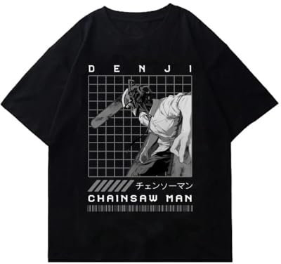 Japanese Manga Chainsaw Man T-Shirts Men T Shirts Streetwear Short Sleeve Tee Shirt Clothes top Black XXL
