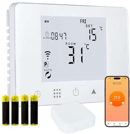 CRONOTERMOSTATO WIFI A BATTERIE PROGRAMMABILE SMARTPHONE APP ALEXA TERMOSTATO CALDAIA DA PARETE O BOX 503 display Standard (EN)