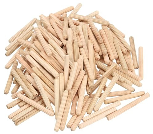 QUARKZMAN 100 tasselli in legno da 3/16 x 1-3/4, bastoncini di legno, perni di collegamento per mobili, tasselli in legno con scanalatura per artigianato, progetti fai da te
