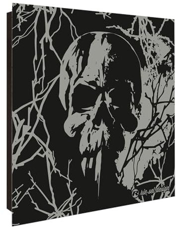 Riesel Design® Großer Schlüsselkasten aus Glas 30cm x 30cm mit edlem Design/Schlüsselkasten modern für Schlüsselaufbewahrung (Skull)