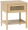 HOMCOM Nachttisch Beistelltisch mit Schublade, Ablage, Nachtschrank mit Rattan-Design Sofatisch für Schlafzimmer, Wohnzimmer, Natur 40 x 40 x 48,4 cm