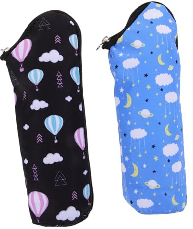 HEMOTON 2piezas Bolsas Térmicas para Biberones Bebés Portátiles con Asa para Cochecito Aislamiento De Leche Práctica Funda para Alimentación Viaje Mediano Azul y Blanco