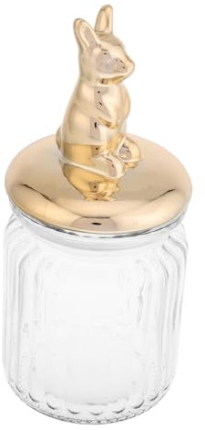 DONFAMDS Osterhasen Keramik Glasdose Mit Deckel Stilvoller Aufbewahrungsbehälter Für Süßigkeiten Und Snacks Luftdicht Für Küche Dekoration Im Zuhause
