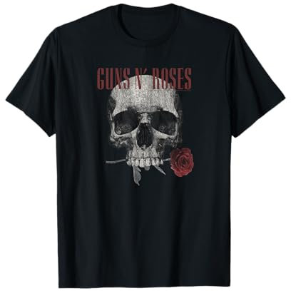 Guns 'n' Roses Hard Rock Band Flower Skull by Rock Off T-Shirt