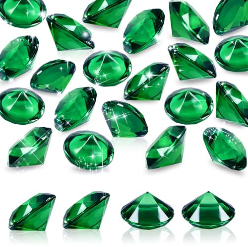 TOAOB 25 Stück Deko Diamanten Groß 30 mm Acryl Kristalle Transparent Grün Diamantkristalle Dekosteine Tischdeko Diamanten Streudeko Hochzeit Dekoration