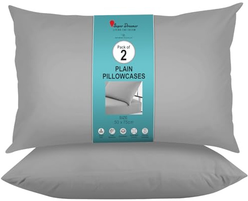 GC GAVENO CAVAILIA Microfiber Pillow Case 2 Pairs - Housewife Pillowcases - Plain Dyed Soft & Breathable Covers - Standard Size 75x50 cm - Wrinkle & Fade Resistant Machine Washable Bedding - Grey