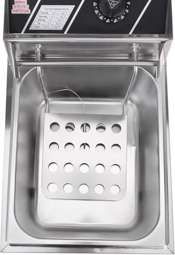 JMOUZHG Stainless Steel Commercial Deep Fryer with Basket & Lid - Electric Double Deep Fat Fryer 5000W for Home, Kitchen, Restaurant (6 Litre)