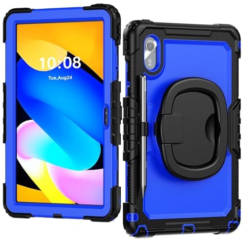 XNCVBD Tablet-Reise for Lenovo xiaoxin Pad 11 2025 TB-335FC/Tab M11 TB-330FU/TB-331FC/TB-335 Case with Screen Protector, Full Body Protective Rugged Cover Rotating Handle Silicone(Blue PC)
