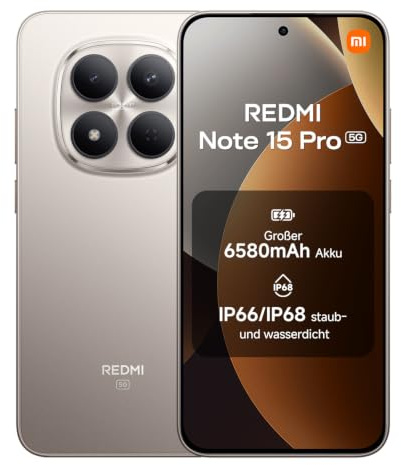 XIAOMI REDMI Note 15 Pro 5G, Smartphone 12+512GB, Titanio, 6580 mAh