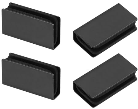 sourcing map 4Pcs 1.6 Magnetic Latch Clamp, Steel Glass Cabinet Clips, Metal Rectangular Adjustable Frameless Glass Clamp for Cabinet, Glass Door, Wardrobe, Black