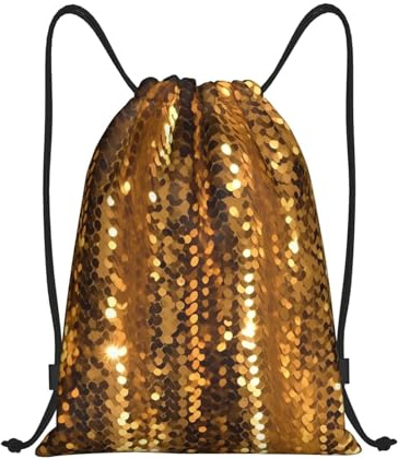 Turnbeutel Goldener Pailletten-Glitzerdruck Rucksack Mit Kordelzug Lightweight Sportbeutel Verstellbar Beutel Mit Kordelzug Für fitnessstudio Sport Reisen