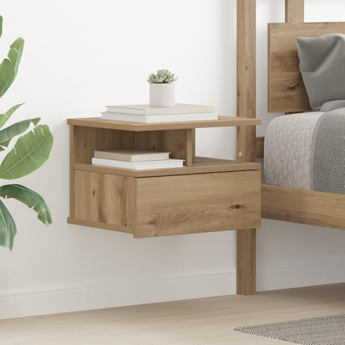 ZQQLVOO Schwebender Nachttisch Artisan Eiche Wandmontiert 40x31x27 cm Holzwerkstoff Moderner Wandtisch mit Strukturierter Oberfläche für Kleine Räume Robuster Nachttisch Langlebig