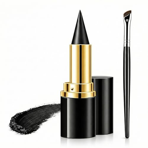 THXFUNAREA Gel Eyeliner Waterproof - 1 Crayon Noir Mat et 1 Pinceau Applicateur Précis, Séchage Rapide et Longue Tenue, Idéal pour Femmes et Filles